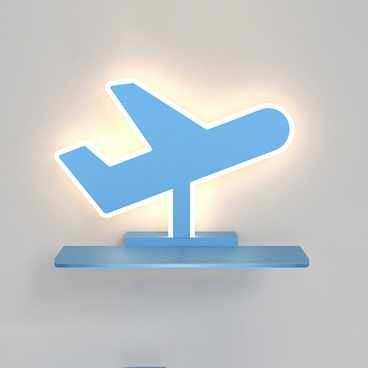 Skørter | Iron Coconut Tree/Car/Plane Wall Lighting Cartoon LED Blue/Pink Sconce Lamp Fixture with Storage Table in White/Warm Light