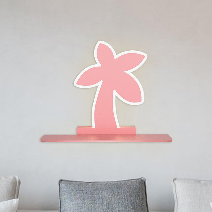 Skørter | Iron Coconut Tree/Car/Plane Wall Lighting Cartoon LED Blue/Pink Sconce Lamp Fixture with Storage Table in White/Warm Light