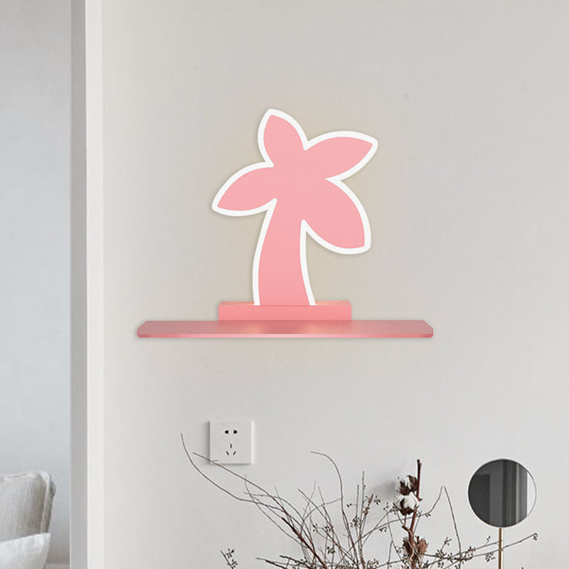 Skørter | Iron Coconut Tree/Car/Plane Wall Lighting Cartoon LED Blue/Pink Sconce Lamp Fixture with Storage Table in White/Warm Light