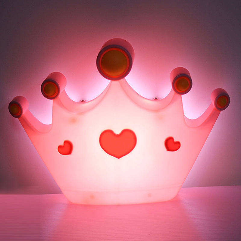 Skørter | Pink Finish Crown Shape Wall Lamp Wall Lamp Cartoon LED Plastic Wall Mount Lamp Fixture