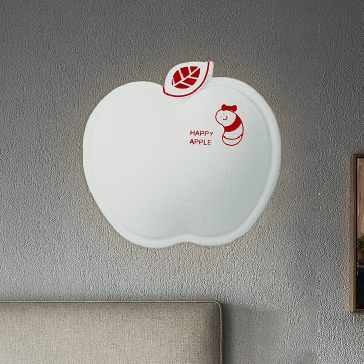 Skørter | Apple-Like Wall Lighting Cartoon Plastic White/Pink/Yellow LED Wall Lamp with Small Worm Pattern