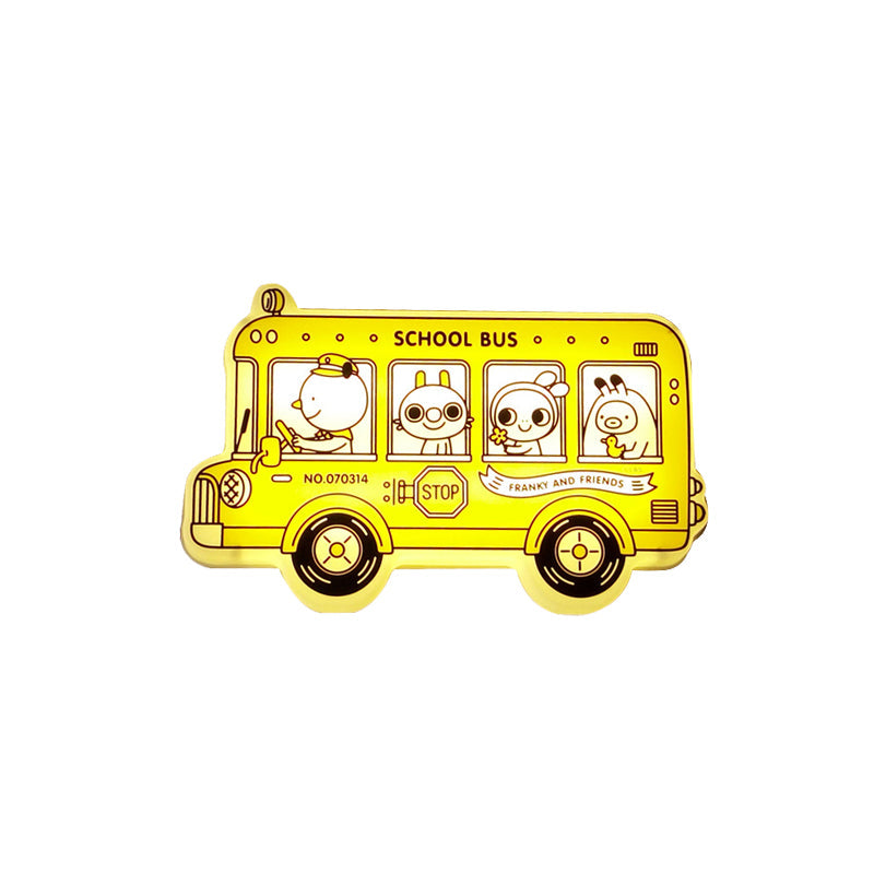 Skørter | Yellow Bus-shaped Wall Lamp Light Cartoon LED Plastic Wall-mounted Lamp with Animal Pattern