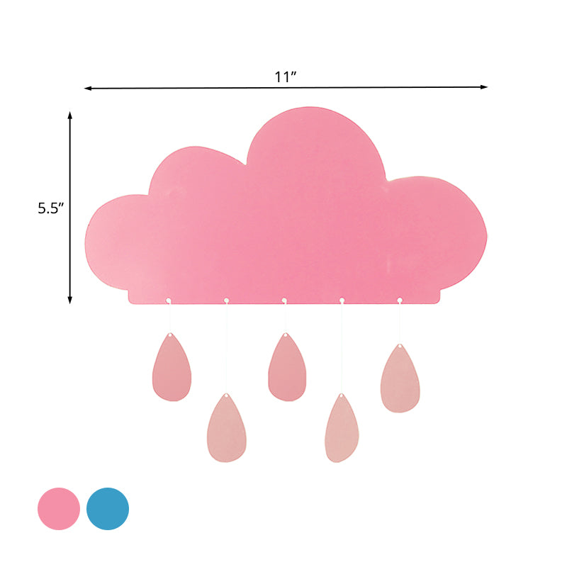 Skørter | Rain Cloud Shape Wall Lamp Cartoon Acrylic LED Nightstand Lamp Attachment in Blue/Pink