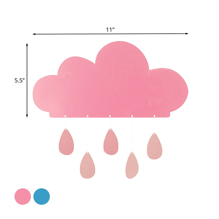 Skørter | Rain Cloud Shape Wall Lamp Cartoon Acrylic LED Nightstand Lamp Attachment in Blue/Pink