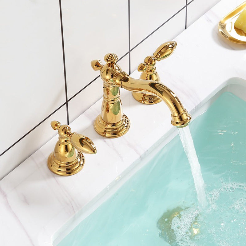 Lisslune | European Style Widespread Sink Mixer Brass 2 Handle Bathroom Vessel Mixer with Hoses