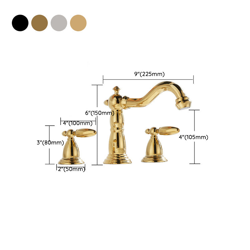 Lisslune | European Style Widespread Sink Mixer Brass 2 Handle Bathroom Vessel Mixer with Hoses