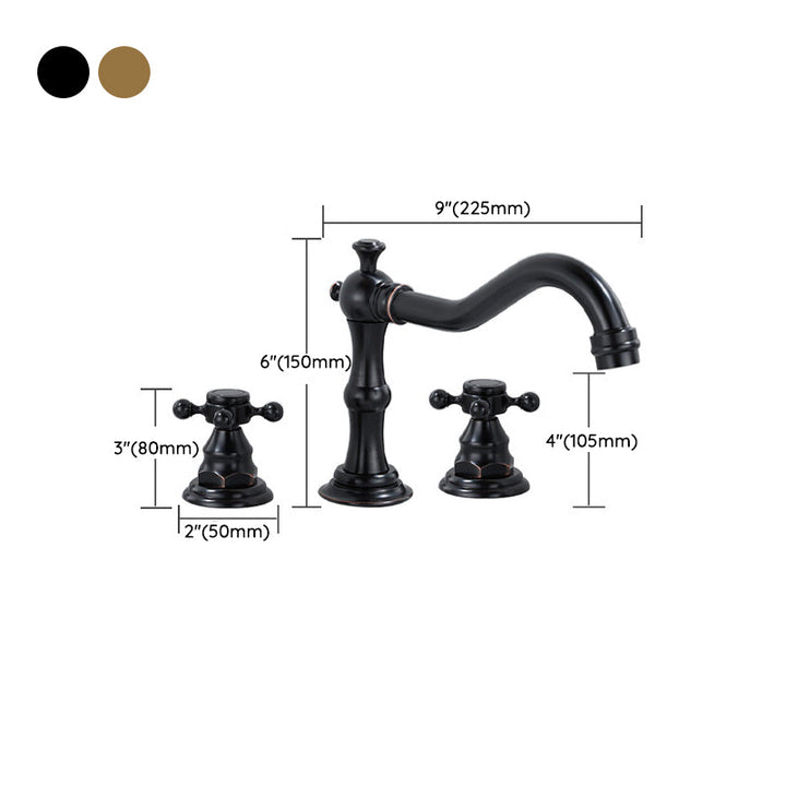 Lisslune | European Style Widespread Basin Mixer Brass 2 Handle Bathroom Vessel Mixer with Hoses