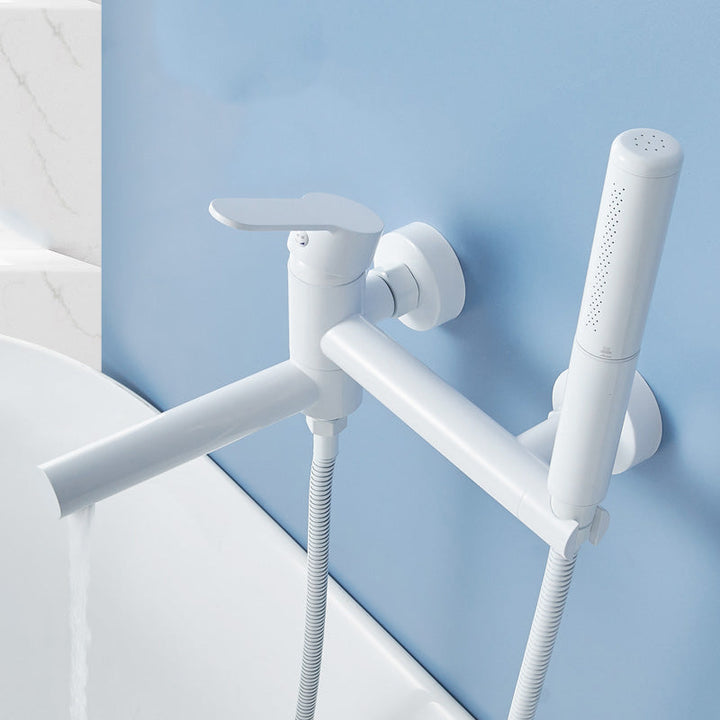Lisslune | Metal Modern Bathroom Faucet White Single Handle Bathtub Fill Valve Trim