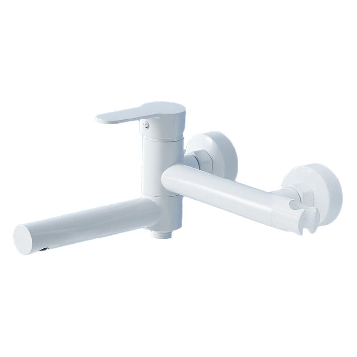 Lisslune | Metal Modern Bathroom Faucet White Single Handle Bathtub Fill Valve Trim