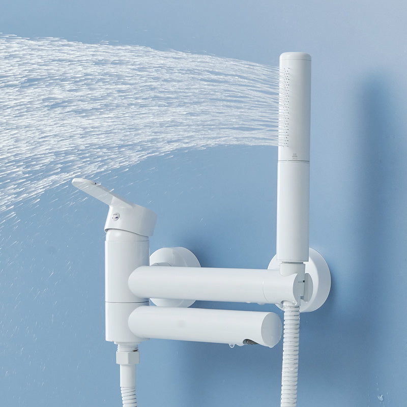 Lisslune | Metal Modern Bathroom Faucet White Single Handle Bathtub Fill Valve Trim