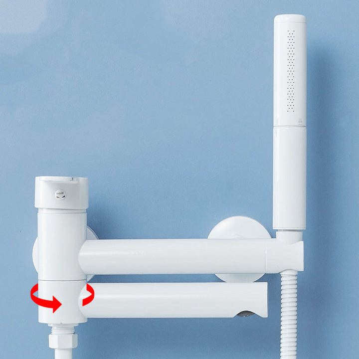 Lisslune | Metal Modern Bathroom Faucet White Single Handle Bathtub Fill Valve Trim