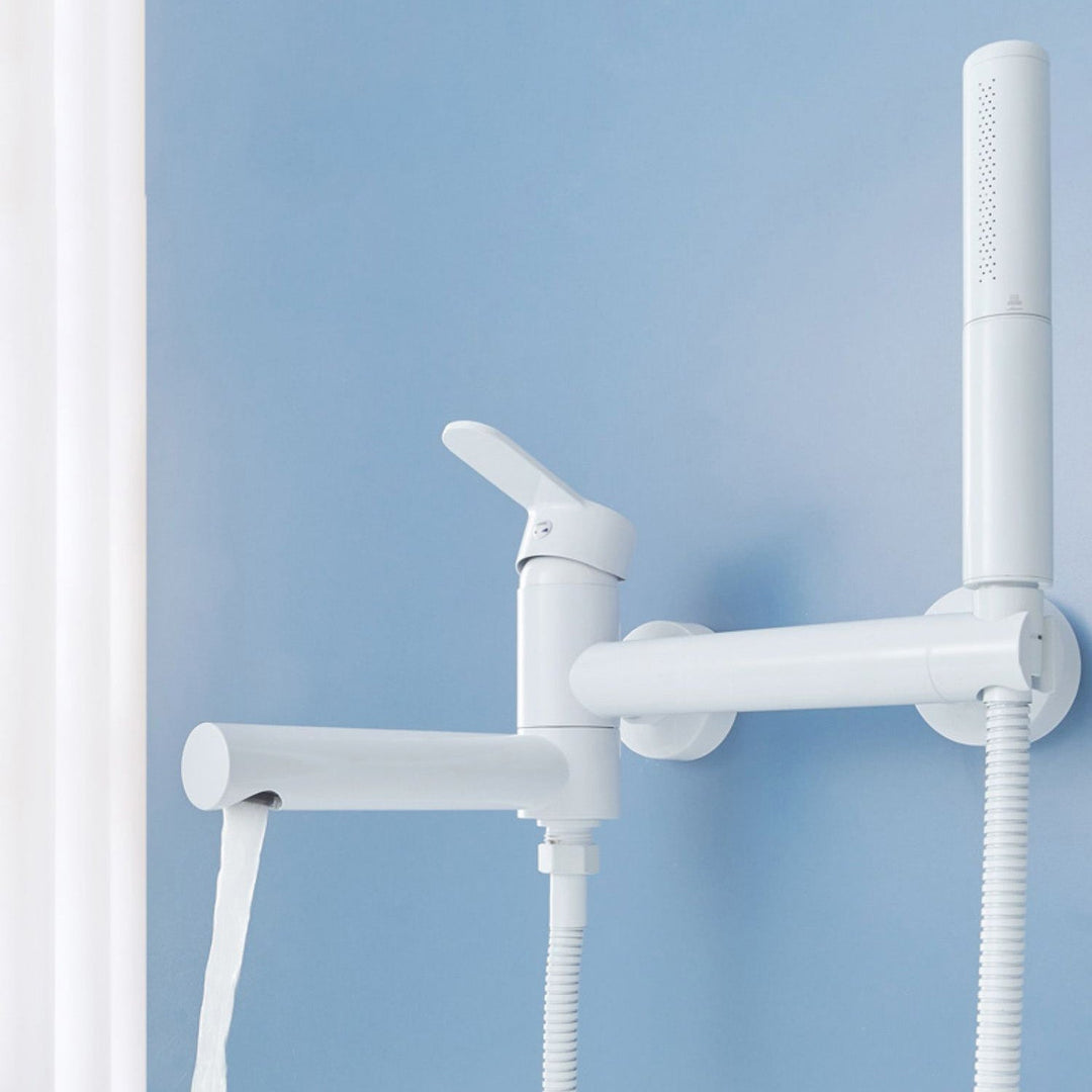 Lisslune | Metal Modern Bathroom Faucet White Single Handle Bathtub Fill Valve Trim