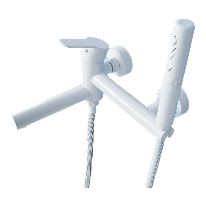 Lisslune | Metal Modern Bathroom Faucet White Single Handle Bathtub Fill Valve Trim