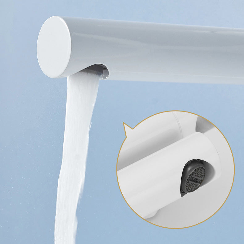 Lisslune | Metal Modern Bathroom Faucet White Single Handle Bathtub Fill Valve Trim