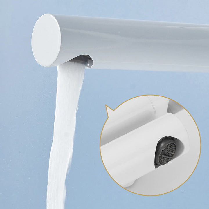 Lisslune | Metal Modern Bathroom Faucet White Single Handle Bathtub Fill Valve Trim