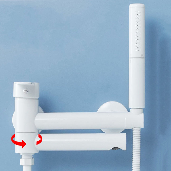 Lisslune | Metal Modern Bathroom Faucet White Single Handle Bathtub Fill Valve Trim