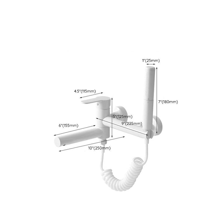 Lisslune | Metal Modern Bathroom Faucet White Single Handle Bathtub Fill Valve Trim