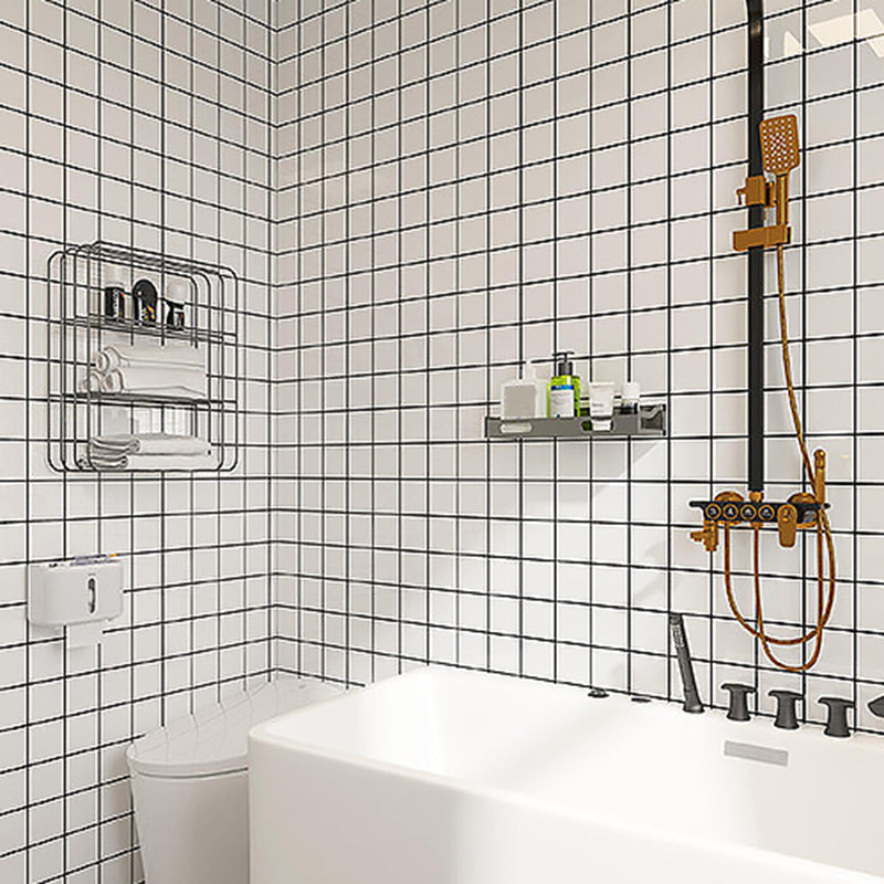 Lisslune | White Peel & Stick Tile Mirror Plastic Grid Wallpaper for Kitchen and Bathroom
