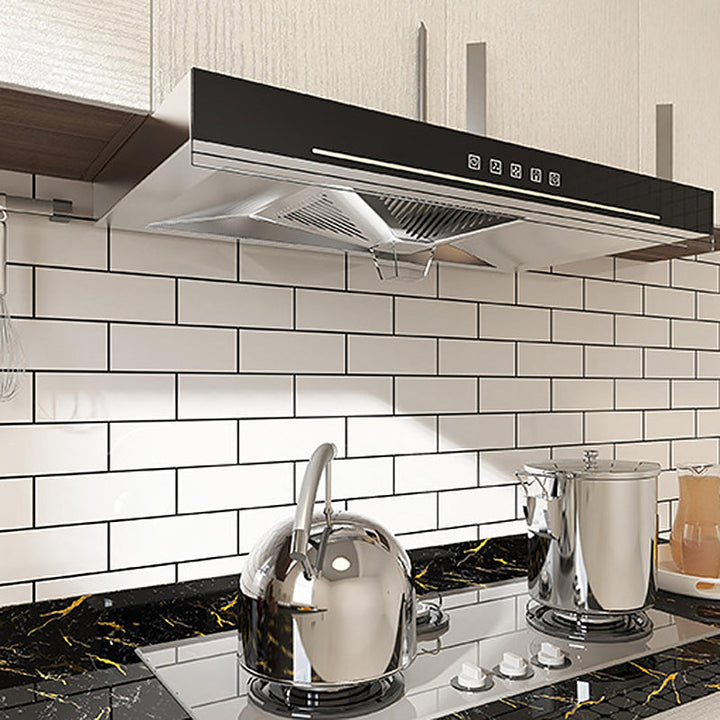 Lisslune | White Peel & Stick Tile Mirror Plastic Grid Wallpaper for Kitchen and Bathroom