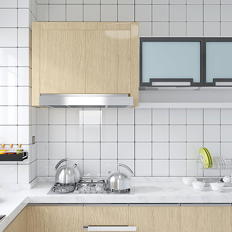 Lisslune | White Peel & Stick Tile Mirror Plastic Grid Wallpaper for Kitchen and Bathroom