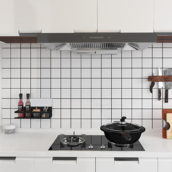 Lisslune | White Peel & Stick Tile Mirror Plastic Grid Wallpaper for Kitchen and Bathroom