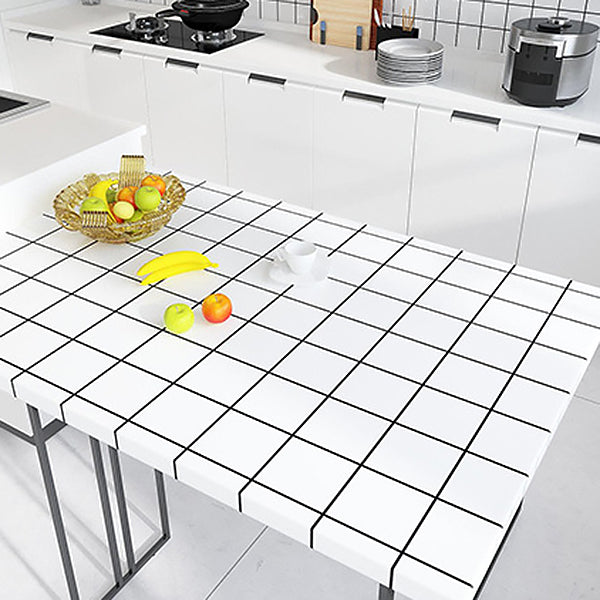 Lisslune | White Peel & Stick Tile Mirror Plastic Grid Wallpaper for Kitchen and Bathroom