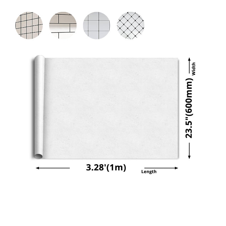 Lisslune | White Peel & Stick Tile Mirror Plastic Grid Wallpaper for Kitchen and Bathroom