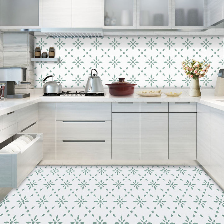 Lisslune | Print PVC Peel & Stick Tile Field Tile for Kitchen and Bathroom Back Wall
