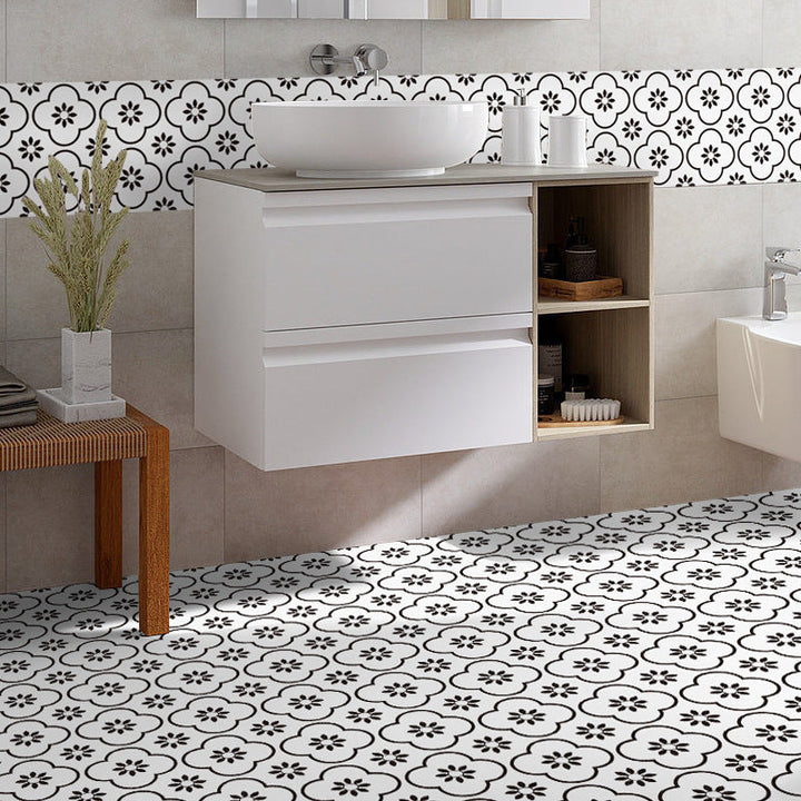 Lisslune | Plastic Peel & Stick Tile Square Print Field Tile for Kitchen and Bathroom