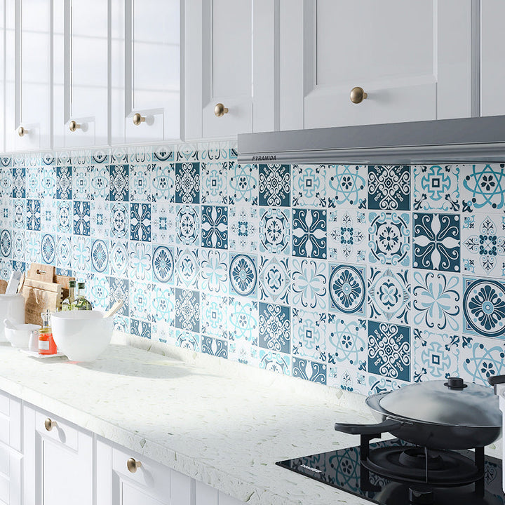 Lisslune | Plastic Peel & Stick Tile Square Stain Resistant Wallpaper for Back Wall
