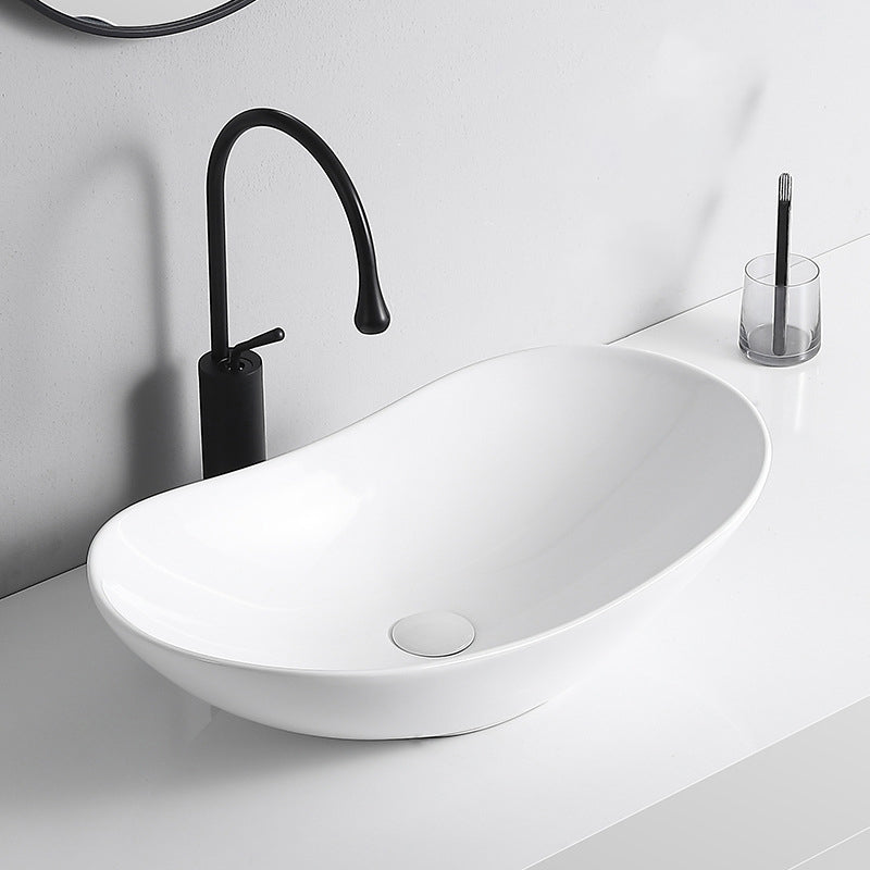 Lisslune | Modern Vessel Sink Porcelain Rectangular Vessel Sink (Not Included Faucet)