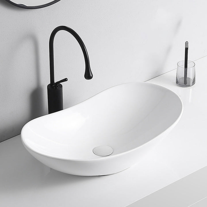 Lisslune | Modern Vessel Sink Porcelain Rectangular Vessel Sink (Not Included Faucet)