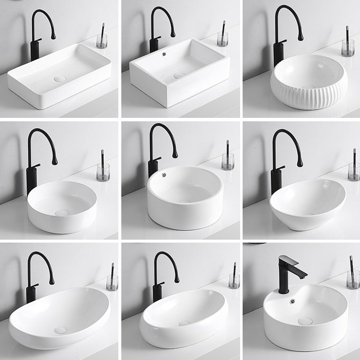 Lisslune | Modern Vessel Sink Porcelain Rectangular Vessel Sink (Not Included Faucet)