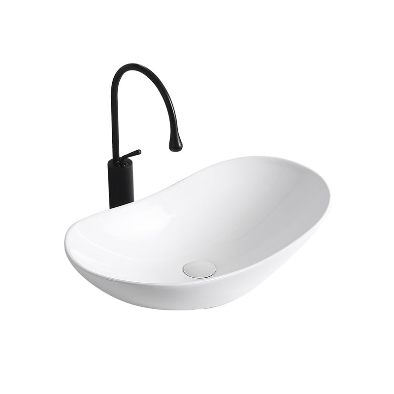 Lisslune | Modern Vessel Sink Porcelain Rectangular Vessel Sink (Not Included Faucet)