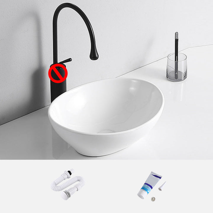 Lisslune | Modern Vessel Sink Porcelain Rectangular Vessel Sink (Not Included Faucet)