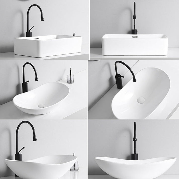 Lisslune | Modern Vessel Sink Porcelain Rectangular Vessel Sink (Not Included Faucet)