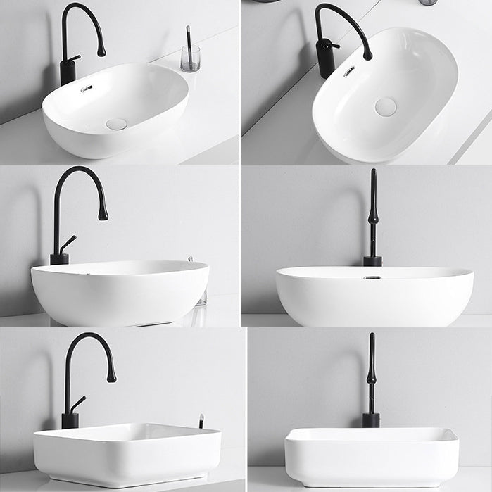 Lisslune | Modern Vessel Sink Porcelain Rectangular Vessel Sink (Not Included Faucet)