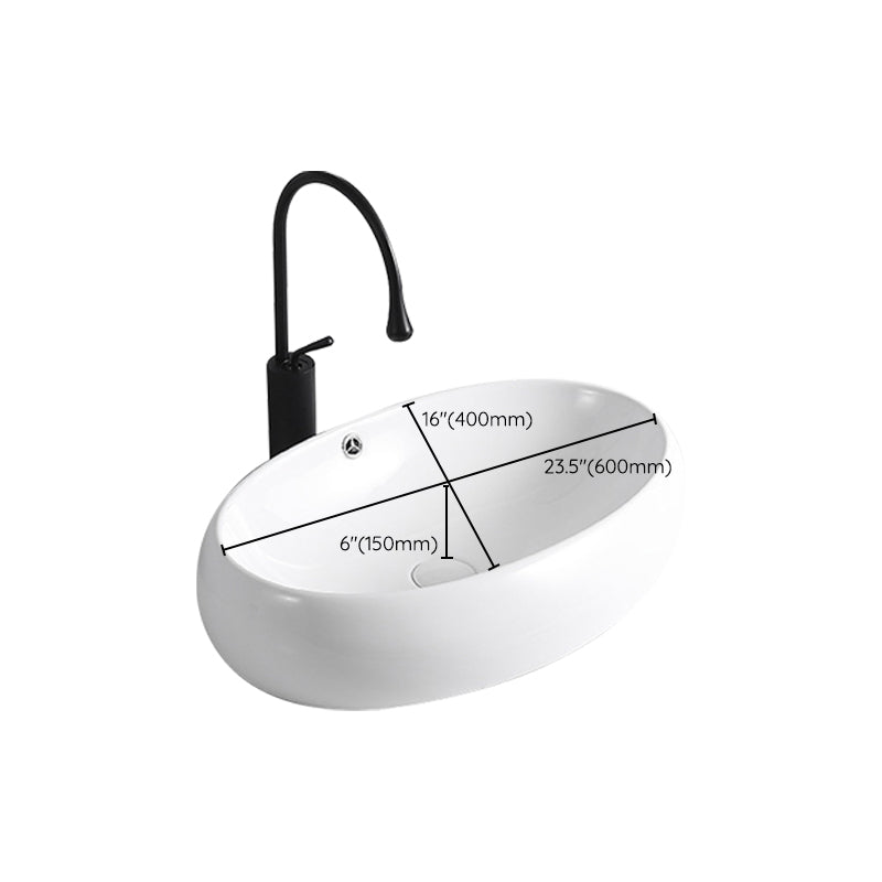 Lisslune | Modern Vessel Sink Porcelain Rectangular Vessel Sink (Not Included Faucet)