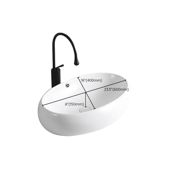 Lisslune | Modern Vessel Sink Porcelain Rectangular Vessel Sink (Not Included Faucet)