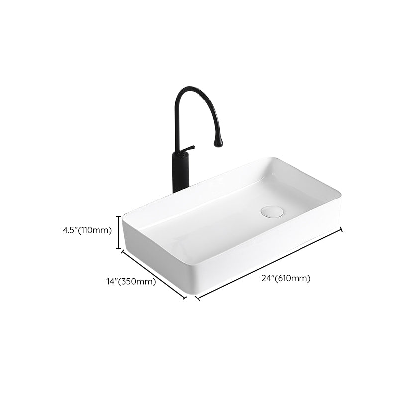 Lisslune | Modern Vessel Sink Porcelain Rectangular Vessel Sink (Not Included Faucet)