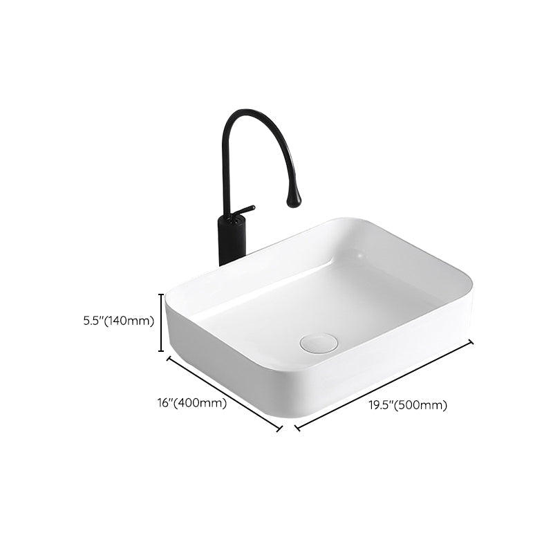 Lisslune | Modern Vessel Sink Porcelain Rectangular Vessel Sink (Not Included Faucet)