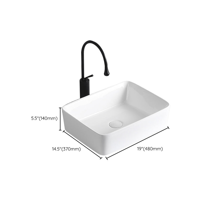 Lisslune | Modern Vessel Sink Porcelain Rectangular Vessel Sink (Not Included Faucet)