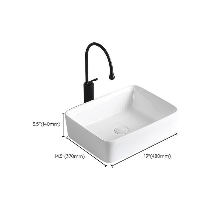 Lisslune | Modern Vessel Sink Porcelain Rectangular Vessel Sink (Not Included Faucet)