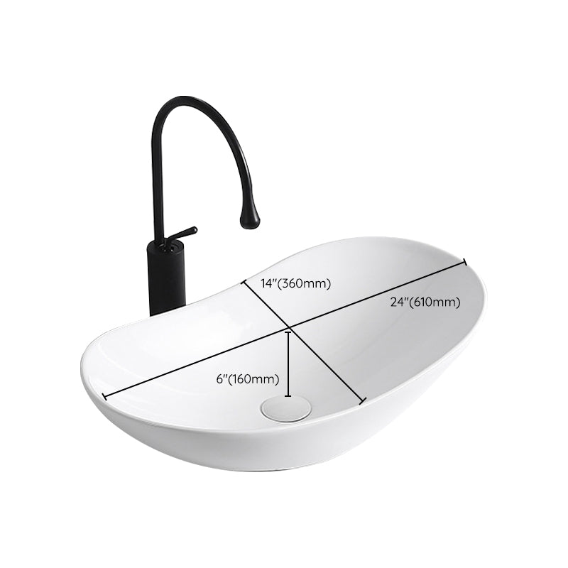 Lisslune | Modern Vessel Sink Porcelain Rectangular Vessel Sink (Not Included Faucet)