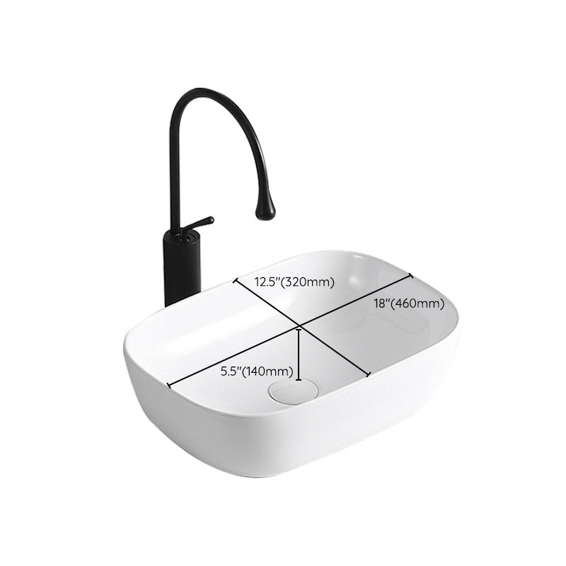 Lisslune | Modern Vessel Sink Porcelain Rectangular Vessel Sink (Not Included Faucet)