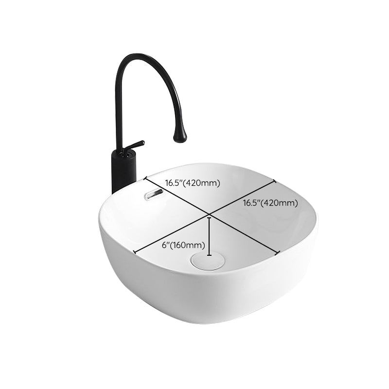 Lisslune | Modern Vessel Sink Porcelain Rectangular Vessel Sink (Not Included Faucet)