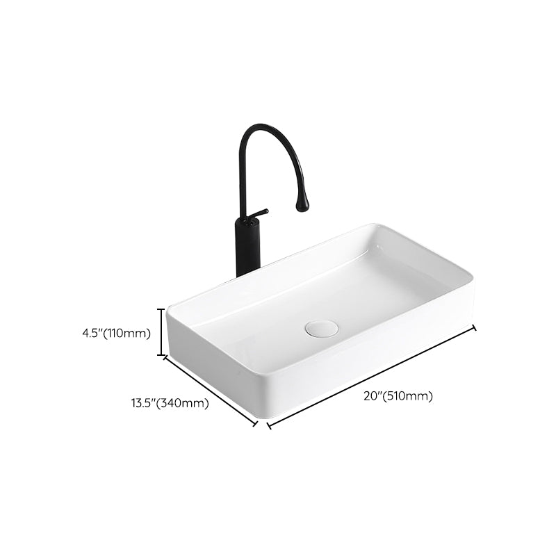 Lisslune | Modern Vessel Sink Porcelain Rectangular Vessel Sink (Not Included Faucet)