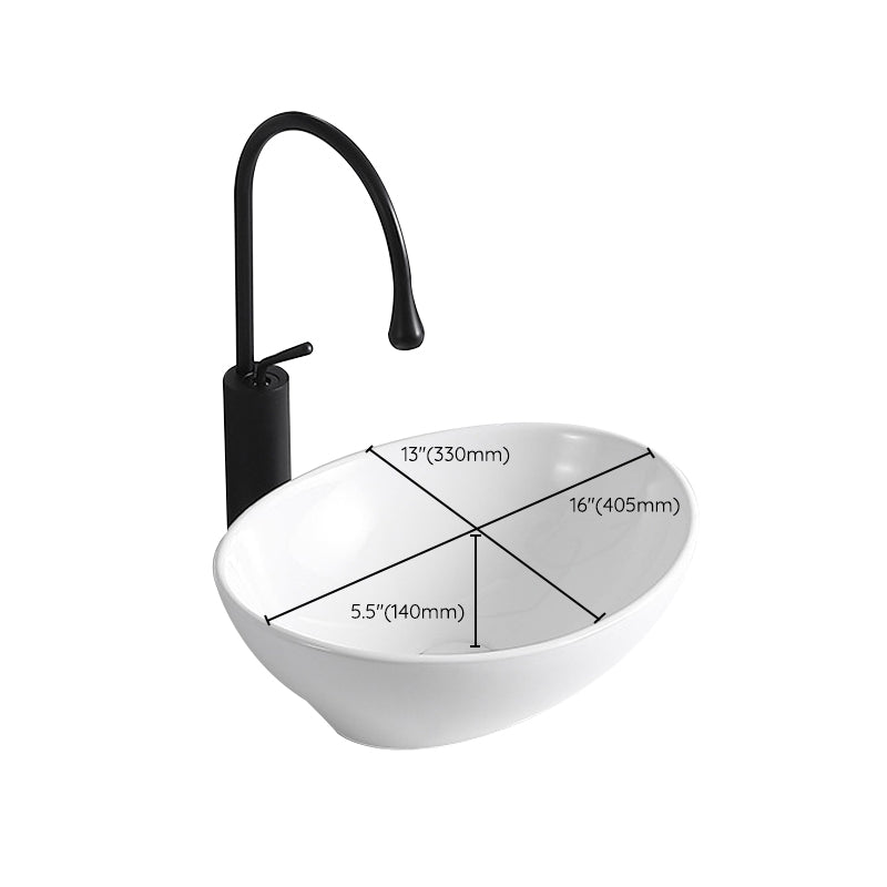 Lisslune | Modern Vessel Sink Porcelain Rectangular Vessel Sink (Not Included Faucet)