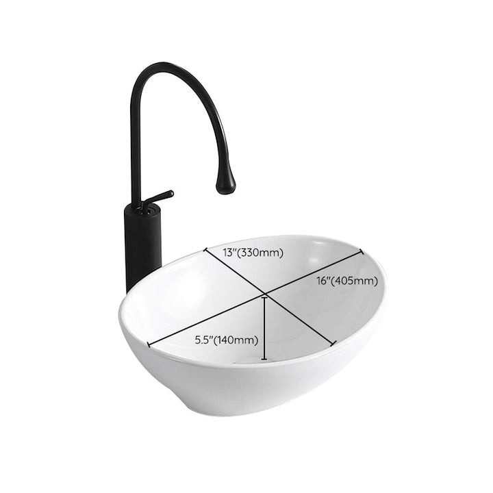 Lisslune | Modern Vessel Sink Porcelain Rectangular Vessel Sink (Not Included Faucet)
