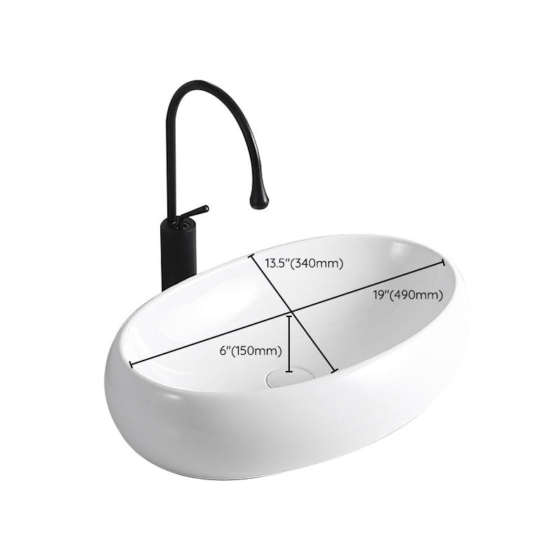 Lisslune | Modern Vessel Sink Porcelain Rectangular Vessel Sink (Not Included Faucet)